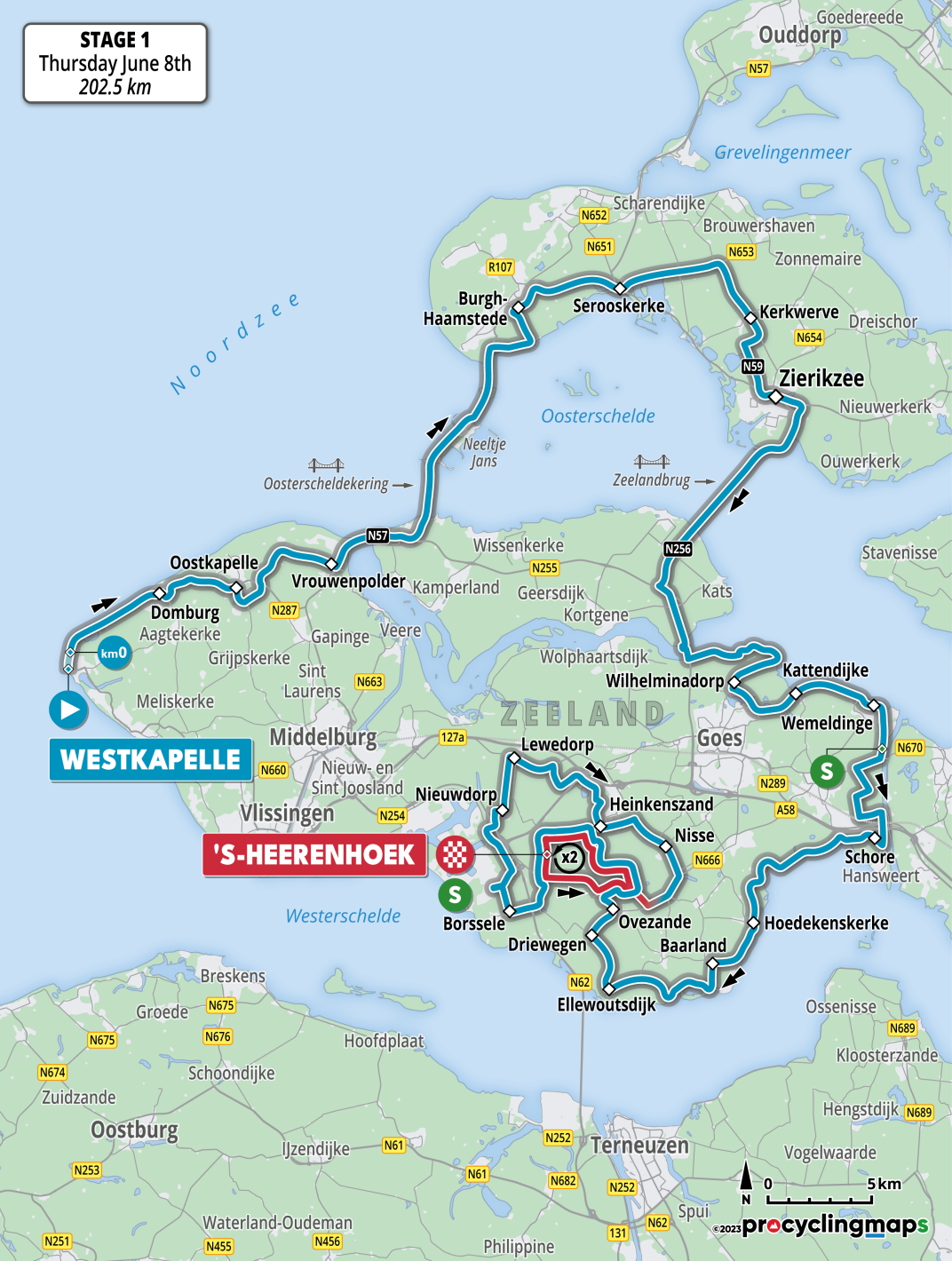 Etappe 8 juni routekaart