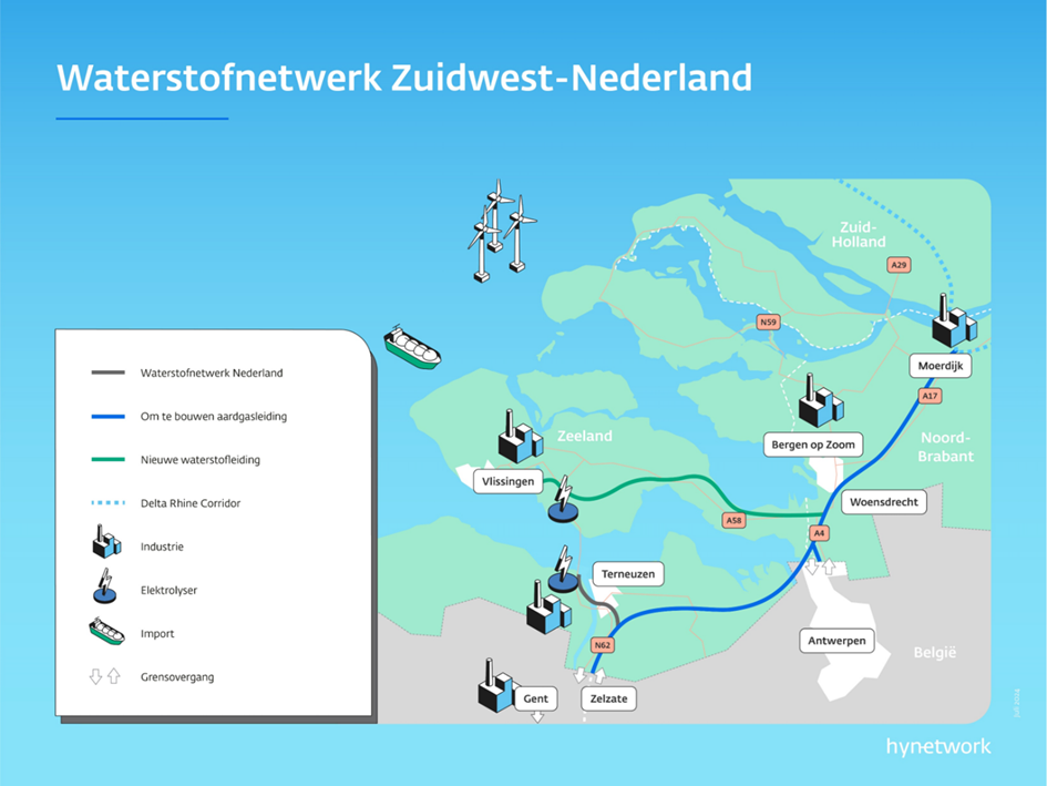 Illustratie met voorkeursroute